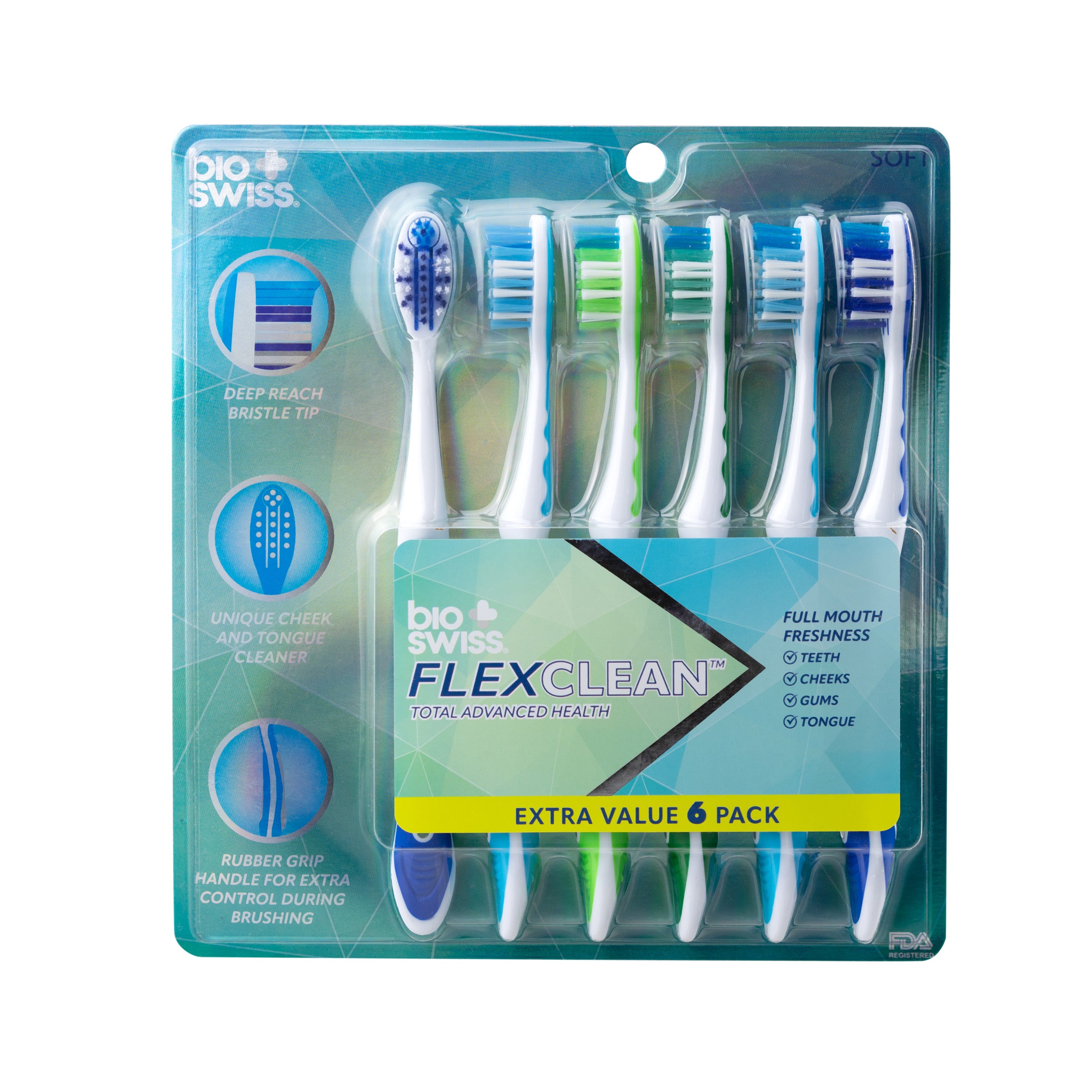 Pack of 6 FlexClean Total Advanced Toothbrush – Donnamax
