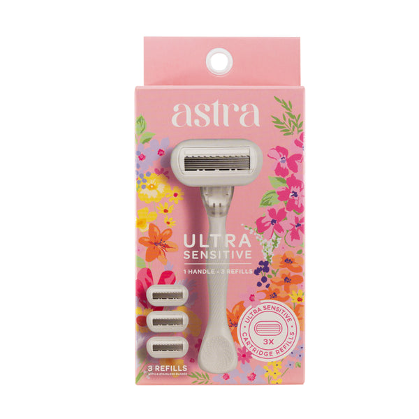 Astra Ultra Sensitive Razor with 3 Catridge Refills