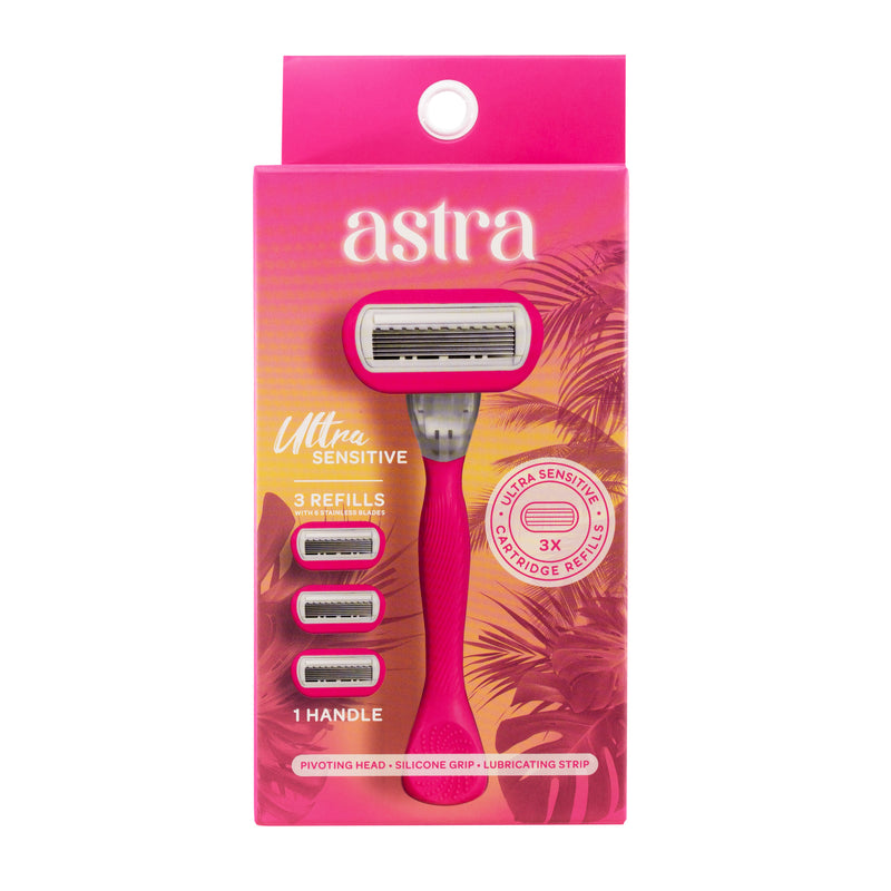 Astra Ultra Sensitive Razor with 3 Catridge Refills