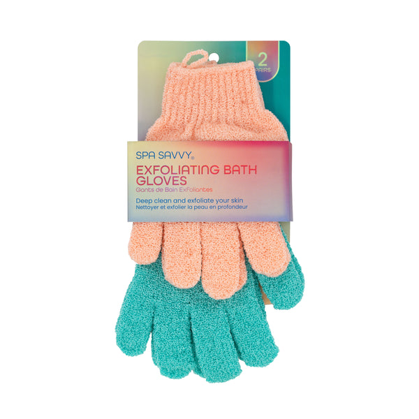 Set of 2 Pairs of Exfoliating Bath Gloves