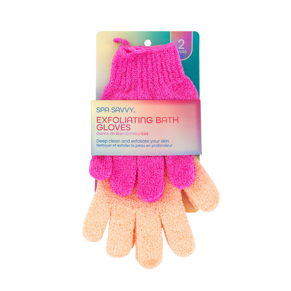 Set of 2 Pairs of Exfoliating Bath Gloves