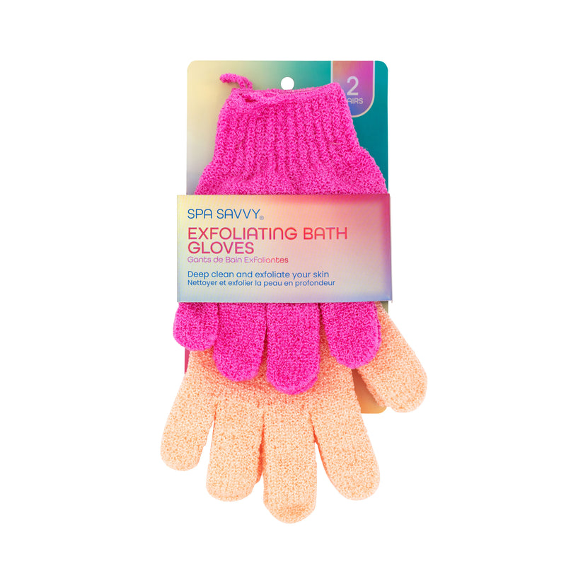Set of 2 Pairs of Exfoliating Bath Gloves