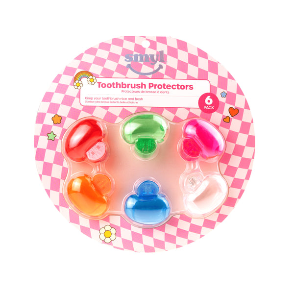 Pack of 6 Toothbrush Protectors - Pink Checkerboard