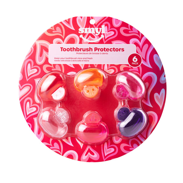 Pack of 6 Toothbrush Protectors - Hearts Valentines Day