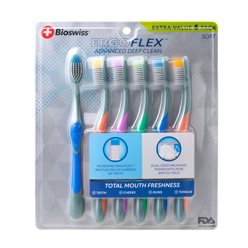 Pack of 6 ErgoFlex Advanced Deep Clean Toothbrush