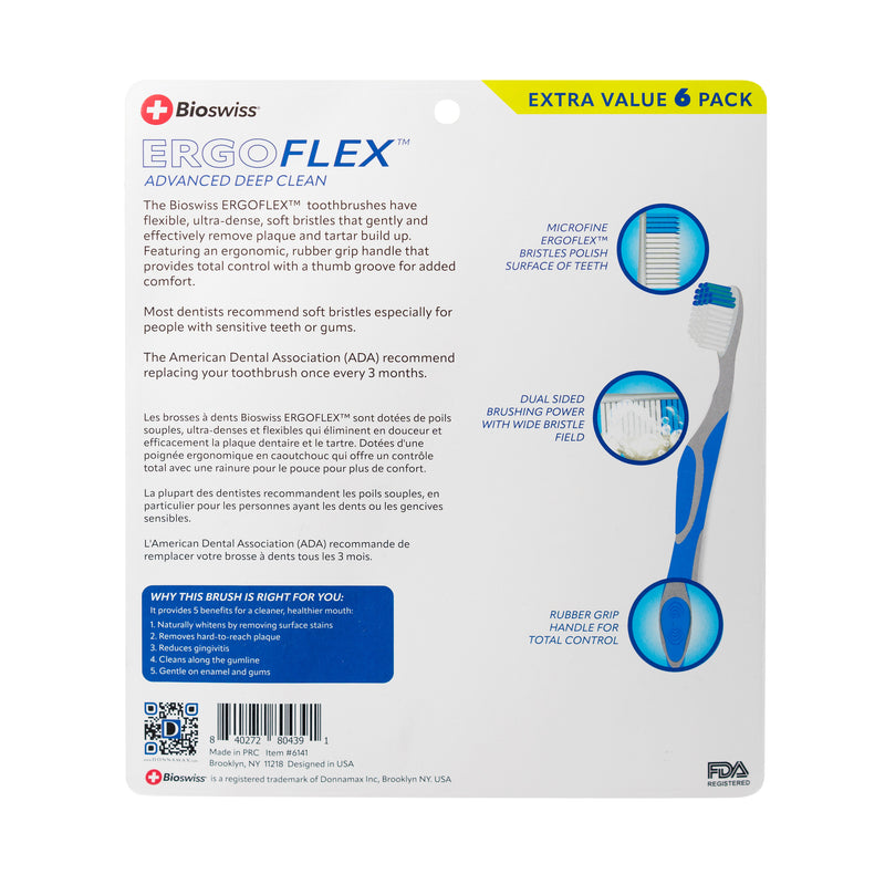 Pack of 6 ErgoFlex Advanced Deep Clean Toothbrush