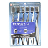 Pack of 6 CrossFlex All in One Toothbrush - Charcoal Infused Bristles