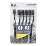 Pack of 6 Radiant White Charcoal Infused Toothbrush