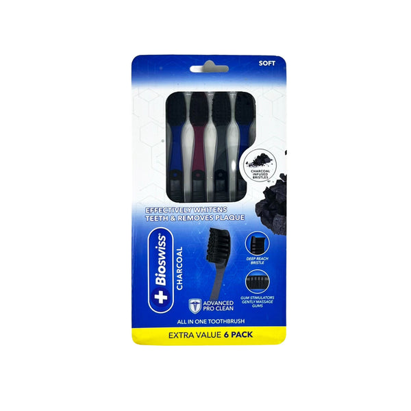 Pack of 6 All in One Toothbrush - Charcoal
