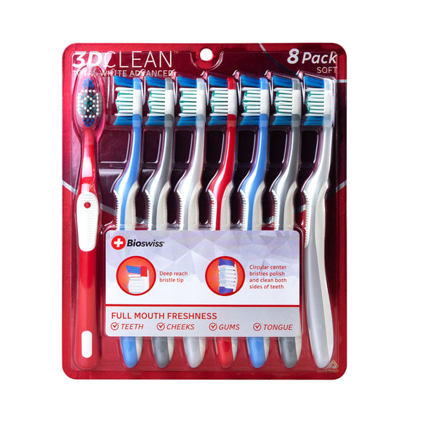 Pack of 8 3D Clean Total White Advanced Toothbrush