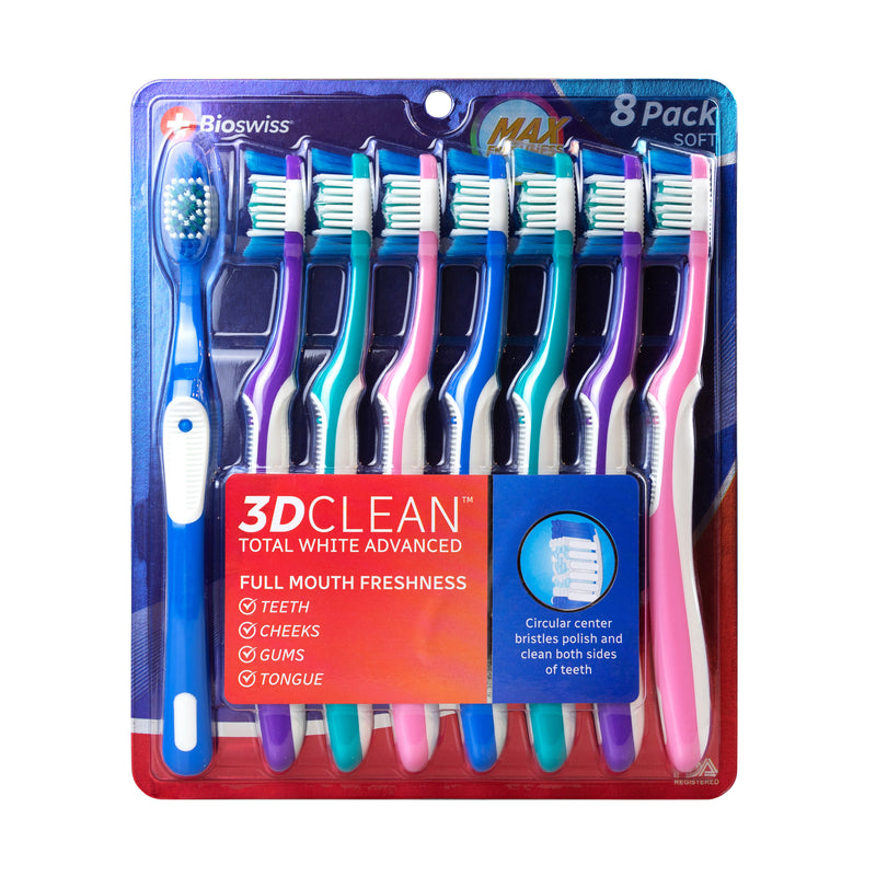 Pack of 8 3D Clean Total White Advanced Toothbrush