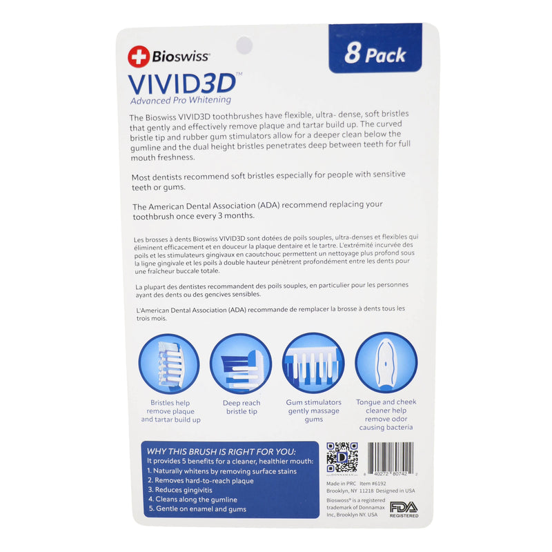 Pack of 8 Vivid 3D Advanced Pro Whitening Toothbrush – Donnamax