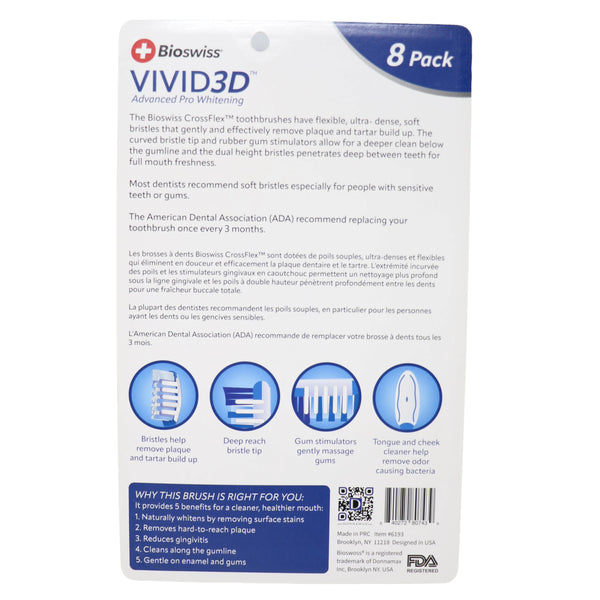 Pack of 8 Vivid 3D Advanced Pro Whitening Toothbrush