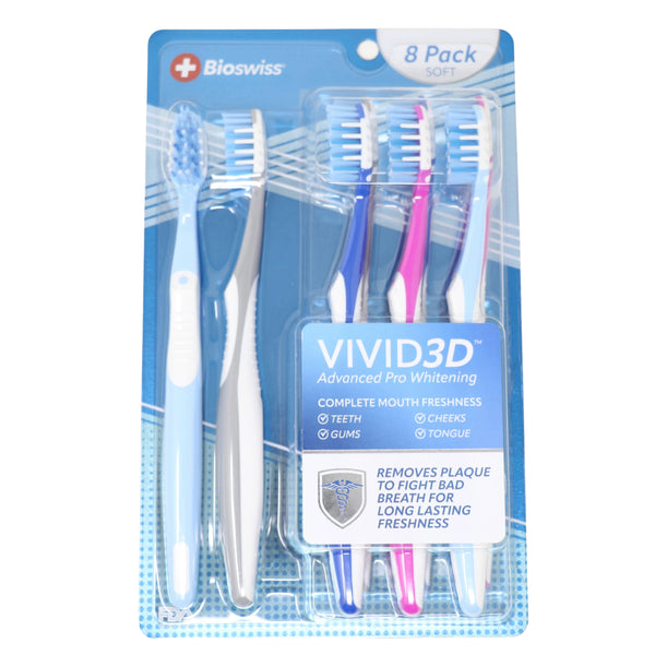 Pack of 8 Vivid 3D Advanced Pro Whitening Toothbrush
