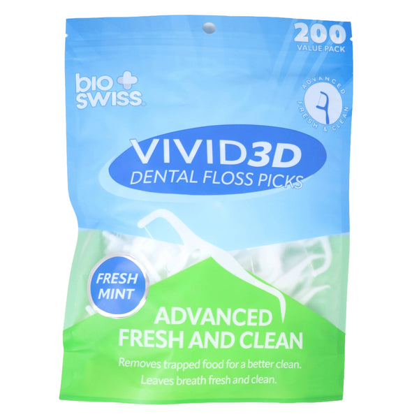 200ct Vivid 3D Dental Floss Picks - Fresh Mint