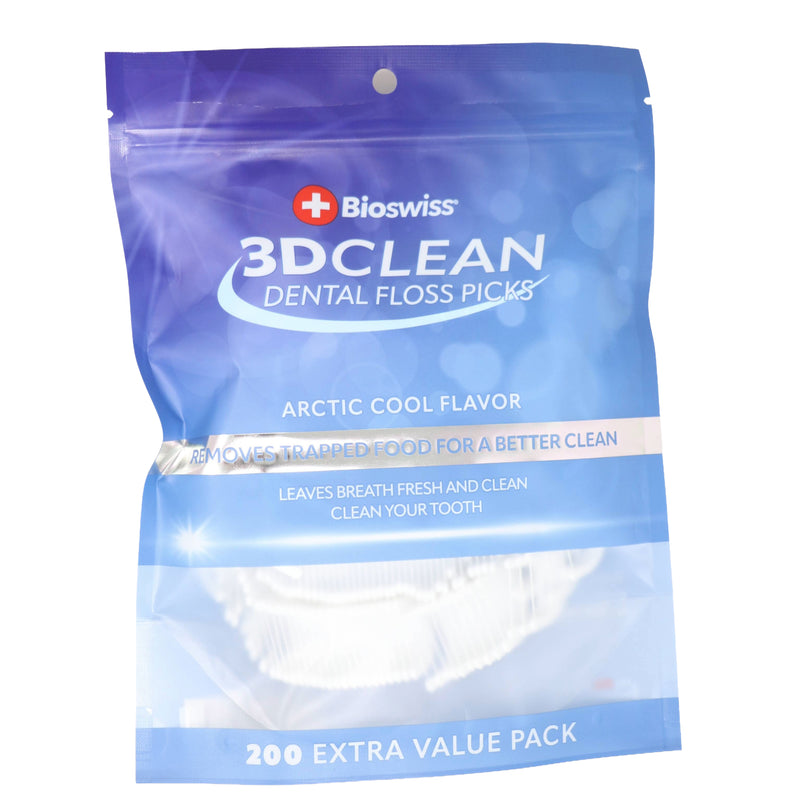200ct 3D Clean Dental Floss Picks - Arctic Cool