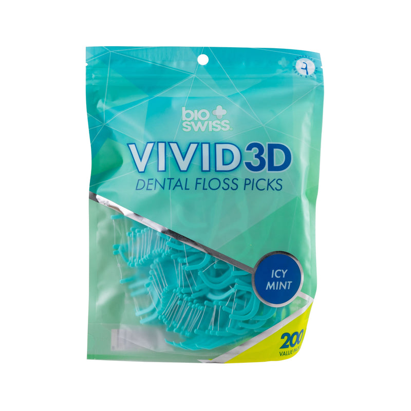 200ct Vivid 3D Dental Floss Picks - Icy Mint