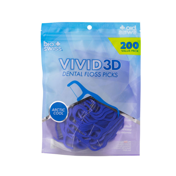 200ct Vivid 3D Dental Floss Picks - Arctic Cool