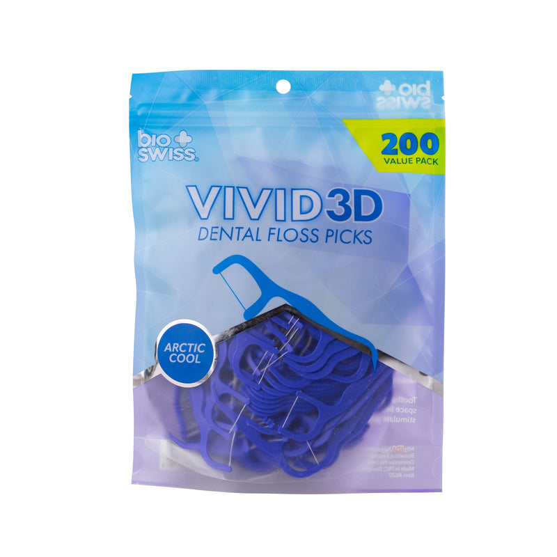 200ct Vivid 3D Dental Floss Picks - Arctic Cool