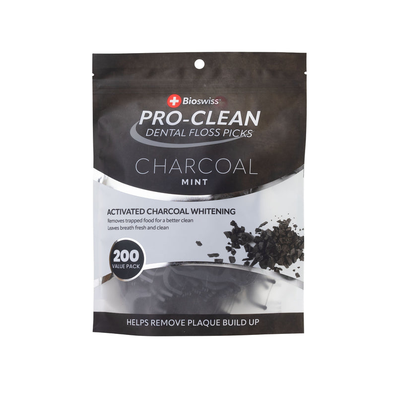 200ct Pro Clean Charcoal Mint Dental Floss Picks