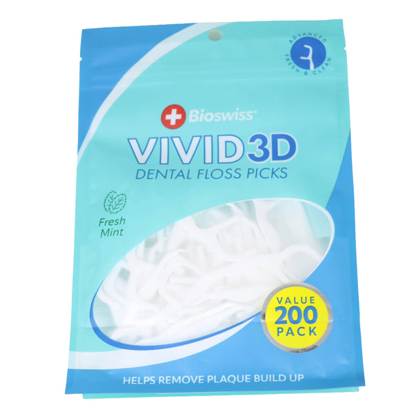200ct Vivid 3D Dental Floss Picks - Fresh Mint