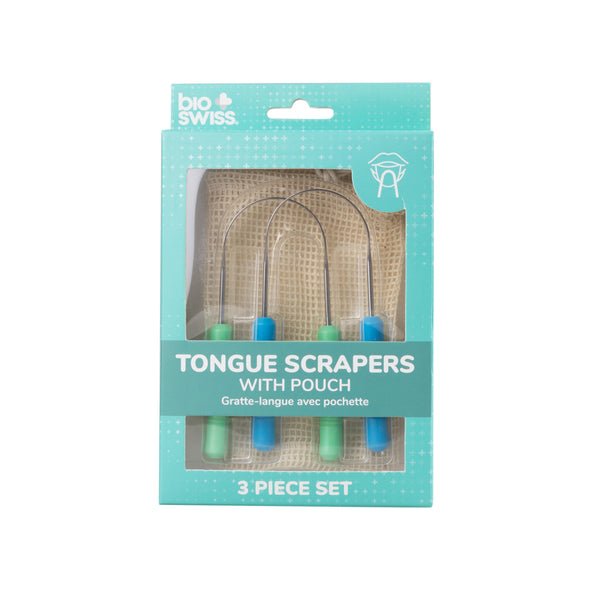 2pc Stainless Steel Tongue Scraper with Pouch