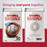 Baseball Shaped Bandages - 50 Count Tin
