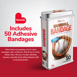 Baseball Shaped Bandages - 50 Count Tin