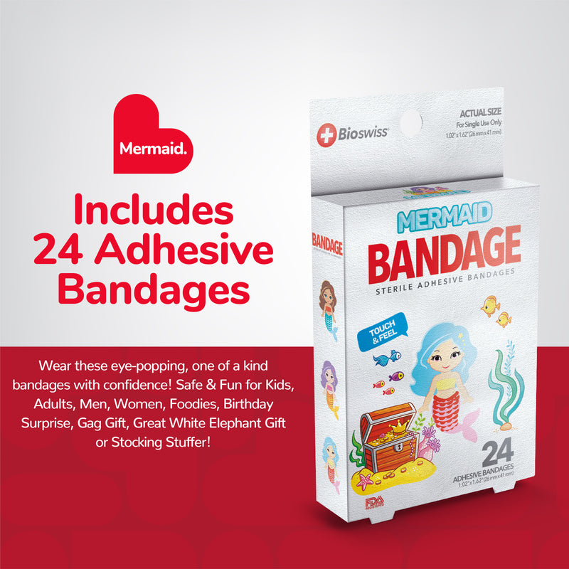 Mermaid Shaped Bandages- Pack of 24