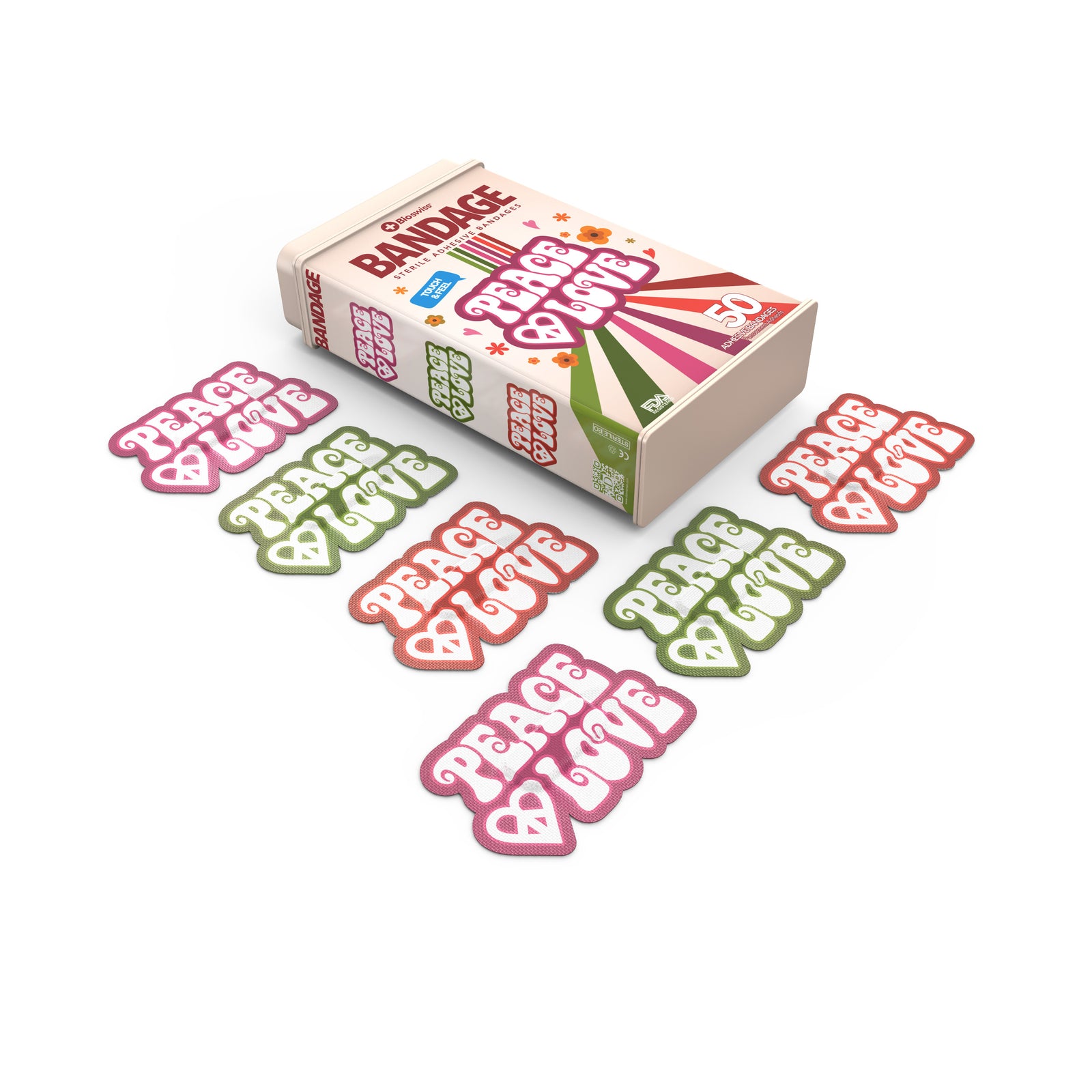 Peace & Love Shaped Bandages - 50 Count Tin – Donnamax