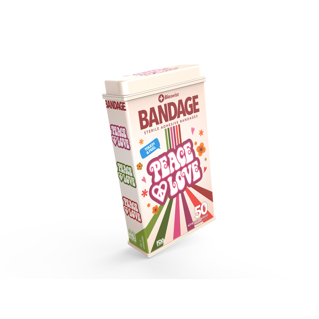 Peace & Love Shaped Bandages - 50 Count Tin – Donnamax