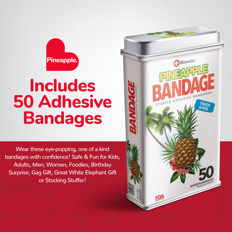 Pineapple Shaped Bandages - 50 Count Tin