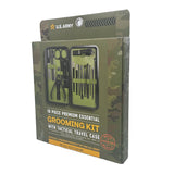 US Army 18 Piece Grooming Essentials Kit with Travel Case