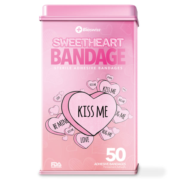 Sweetheart Shaped Bandages - 50 Count Tin