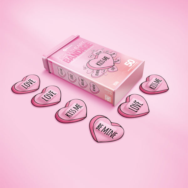 Sweetheart Shaped Bandages - 50 Count Tin