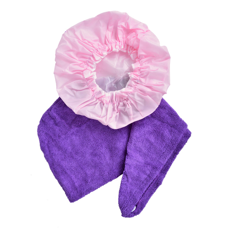 Set of 2 Twist Hair Turban and Bouffant Shower Cap