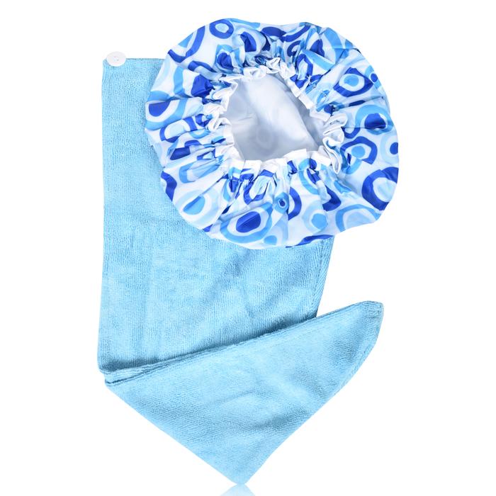 Set of 2 Twist Hair Turban and Bouffant Shower Cap