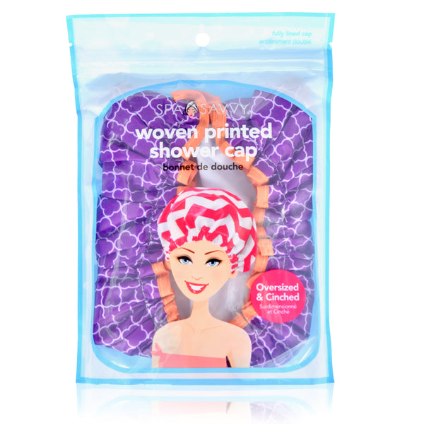 Fully Lined Printed Woven Shower Cap