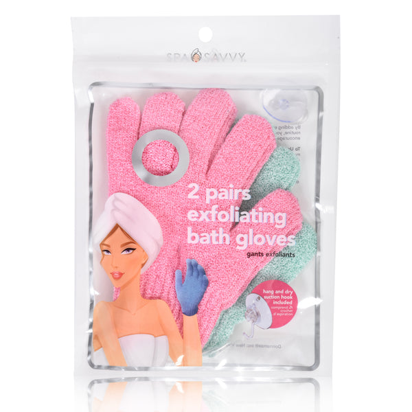 Set of 2 Pairs of Exfoliating Bath Gloves