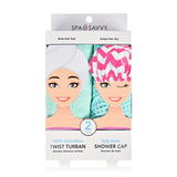 Set of 2 Twist Hair Turban and Bouffant Shower Cap
