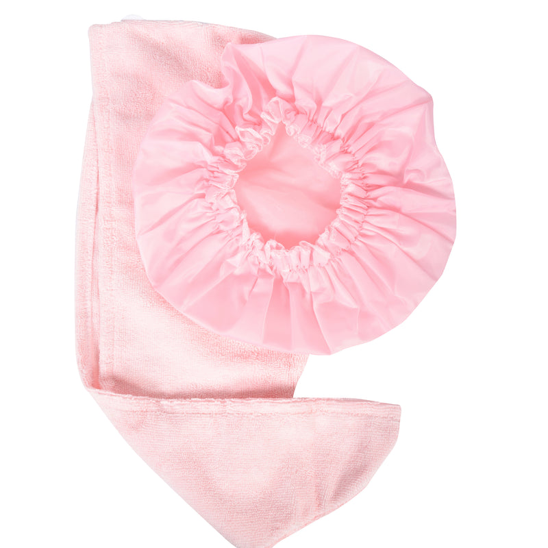 Set of 2 Twist Hair Turban and Bouffant Shower Cap