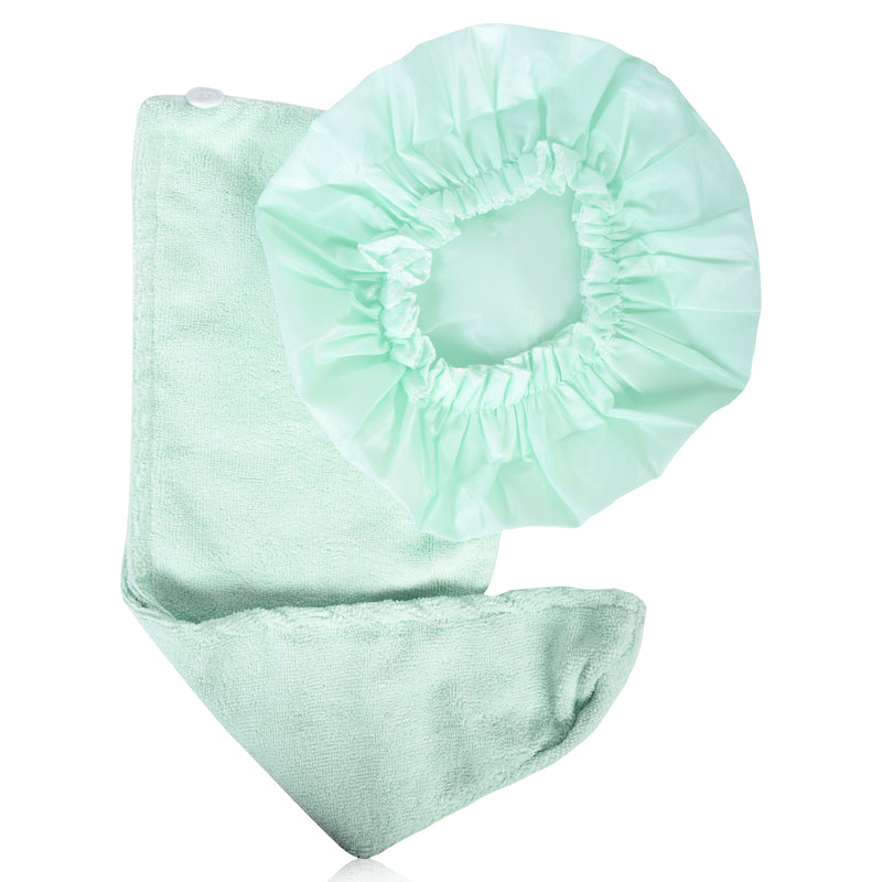 Set of 2 Twist Hair Turban and Bouffant Shower Cap