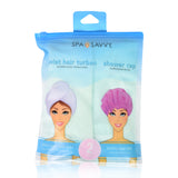 Set of 2 Twist Hair Turban and Bouffant Shower Cap