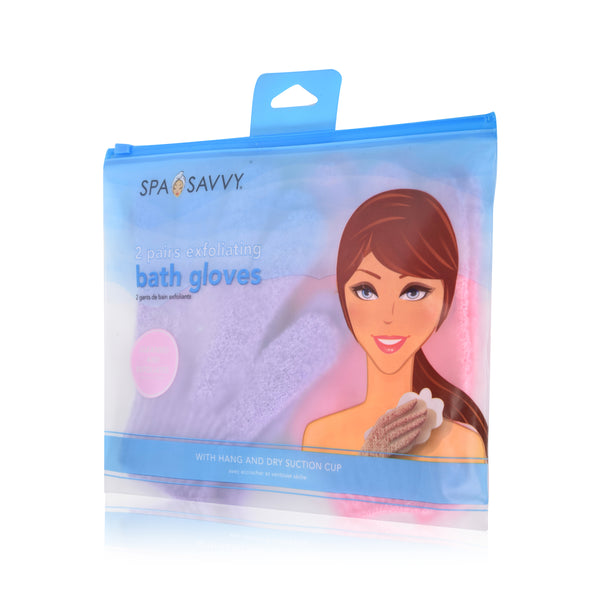 Set of 2 Pairs of Exfoliating Bath Gloves