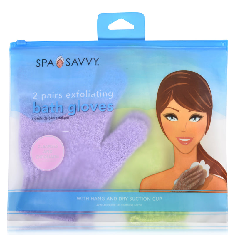 Set of 2 Pairs of Exfoliating Bath Gloves