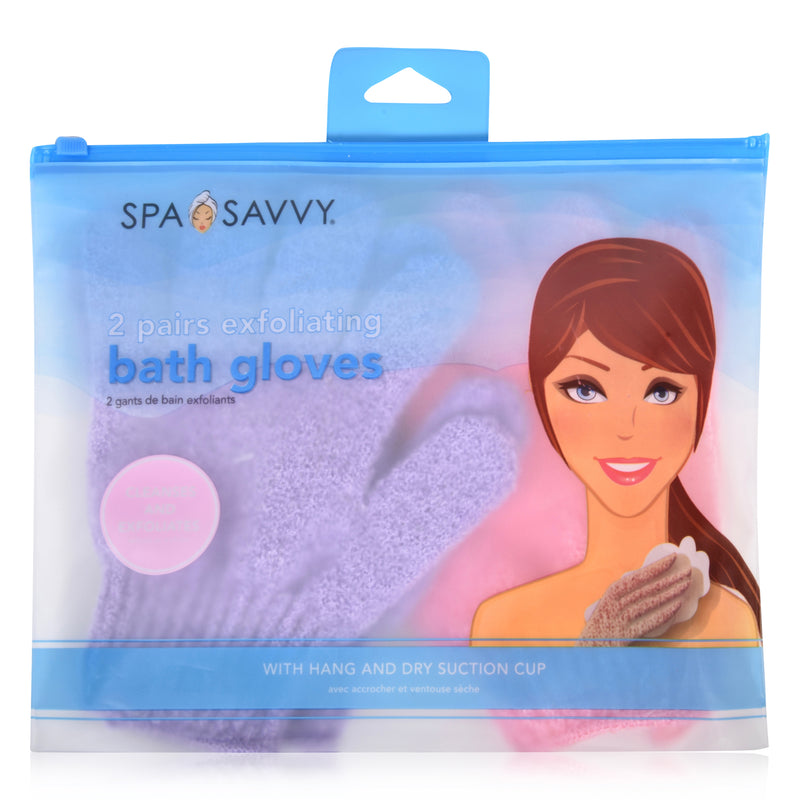 Set of 2 Pairs of Exfoliating Bath Gloves
