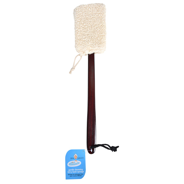 Wood Bath Brush with Terry Bath Sponge